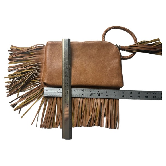 Clutch w/wrist MARKDOWN Strap Brown Fringe and Tassel NEW Measurements in Photos - Picture 5 of 5